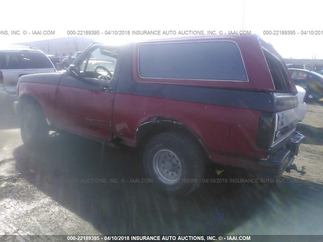 1FMEU15H8PLA20872 - 1993 FORD BRONCO U100 RED photo 3