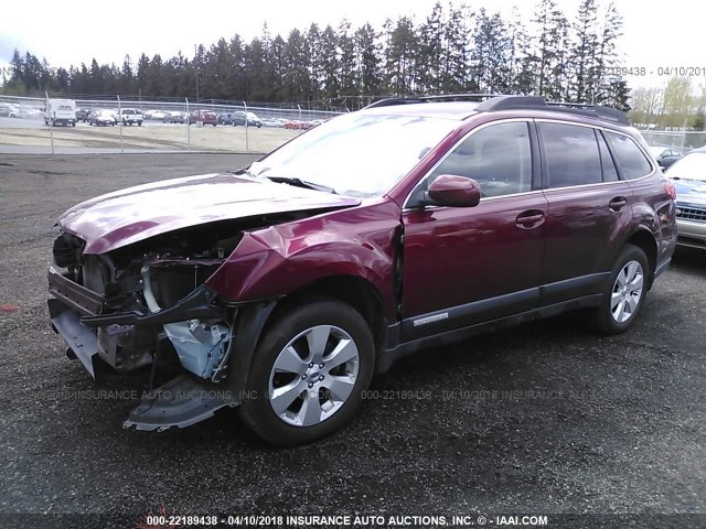 4S4BRBLC9C3287594 - 2012 SUBARU OUTBACK 2.5I LIMITED MAROON photo 2