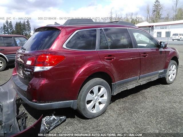 4S4BRBLC9C3287594 - 2012 SUBARU OUTBACK 2.5I LIMITED MAROON photo 4