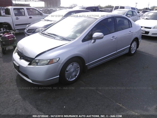 JHMFA36218S011332 - 2008 HONDA CIVIC HYBRID SILVER photo 2