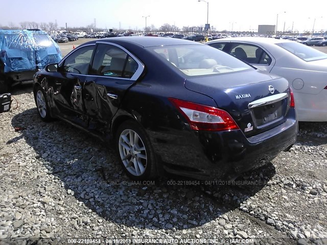 1N4AA5APXAC809568 - 2010 NISSAN MAXIMA S/SV BLUE photo 3