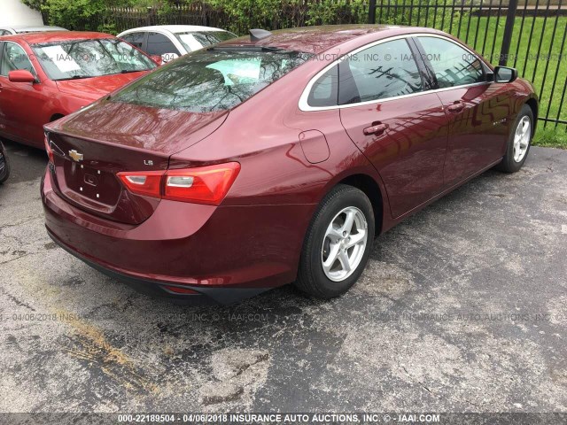 1G1ZB5ST1GF308803 - 2016 CHEVROLET MALIBU LS მუქწითელი ფოტო 4