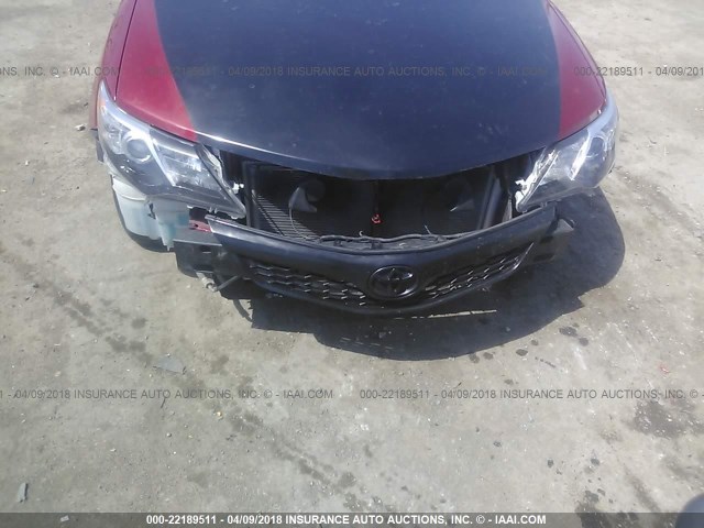 4T1BF1FK5CU537400 - 2012 TOYOTA CAMRY SE/LE/XLE RED photo 6