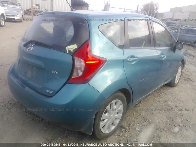 3N1CE2CP9EL409291 - 2014 NISSAN VERSA NOTE S/S PLUS/SV/SL TEAL photo 4