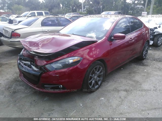 1C3CDFBBXED926297 - 2014 DODGE DART SXT RED photo 2