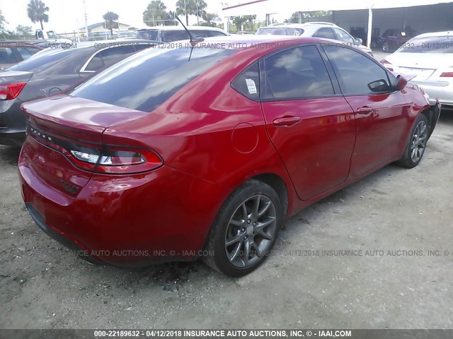 1C3CDFBBXED926297 - 2014 DODGE DART SXT RED photo 4