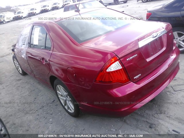 3FAHP0JA7CR253784 - 2012 FORD FUSION SEL RED photo 3