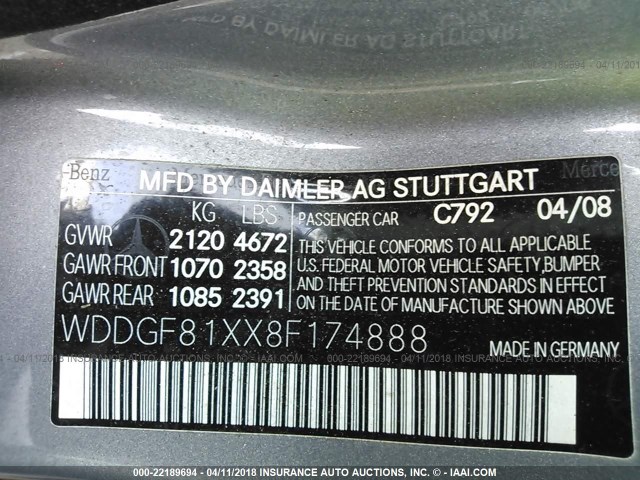 WDDGF81XX8F174888 - 2008 MERCEDES-BENZ C 300 4MATIC SILVER photo 9