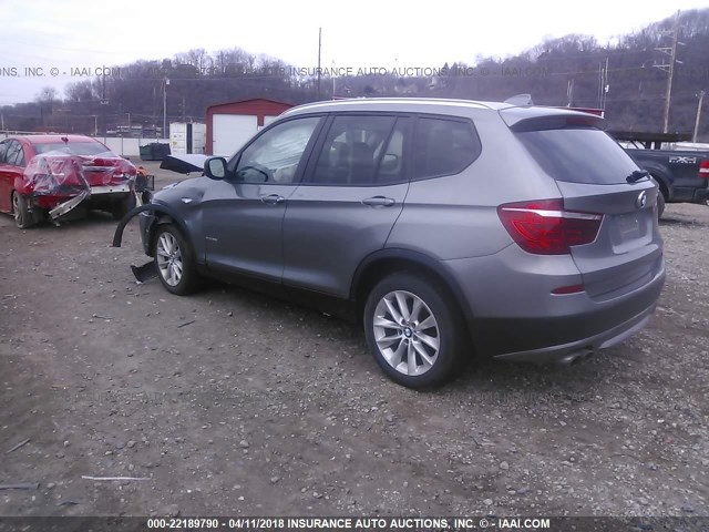 5UXWX9C50D0A09855 - 2013 BMW X3 XDRIVE28I GRAY photo 3