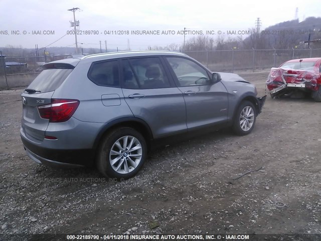 5UXWX9C50D0A09855 - 2013 BMW X3 XDRIVE28I GRAY photo 4