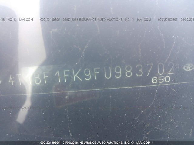 4T1BF1FK9FU983702 - 2015 TOYOTA CAMRY LE/XLE/SE/XSE BLUE photo 9