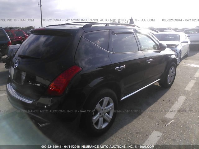 JN8AZ08W97W639623 - 2007 NISSAN MURANO SL/SE/S BLACK photo 4