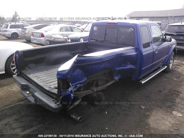 1FTYR44E65PA49837 - 2005 FORD RANGER SUPER CAB BLUE photo 4