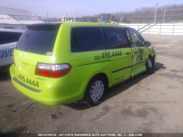 5FNRL38285B114861 - 2005 HONDA ODYSSEY LX GREEN photo 4