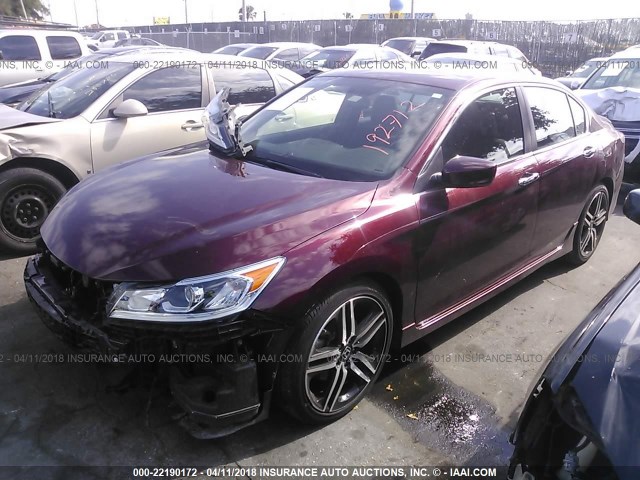 1HGCR2F54HA192712 - 2017 HONDA ACCORD SPORT 栗色 照片 2