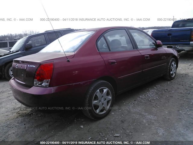 KMHDN46D25U988141 - 2005 HYUNDAI ELANTRA GLS/GT RED photo 4