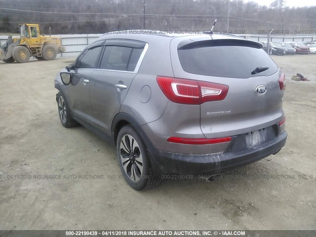 KNDPCCA69B7155456 - 2011 KIA SPORTAGE EX/SX SILVER photo 3