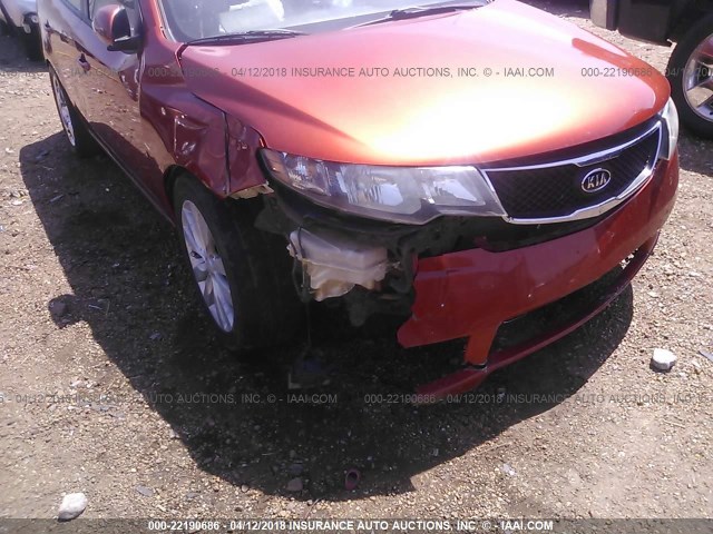 KNAFW4A34A5139722 - 2010 KIA FORTE SX ORANGE photo 6