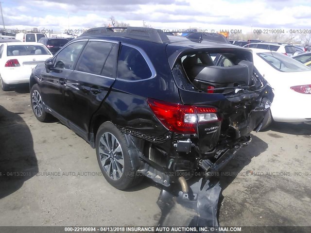 4S4BSBNC4G3311324 - 2016 SUBARU OUTBACK 2.5I LIMITED BLACK photo 3