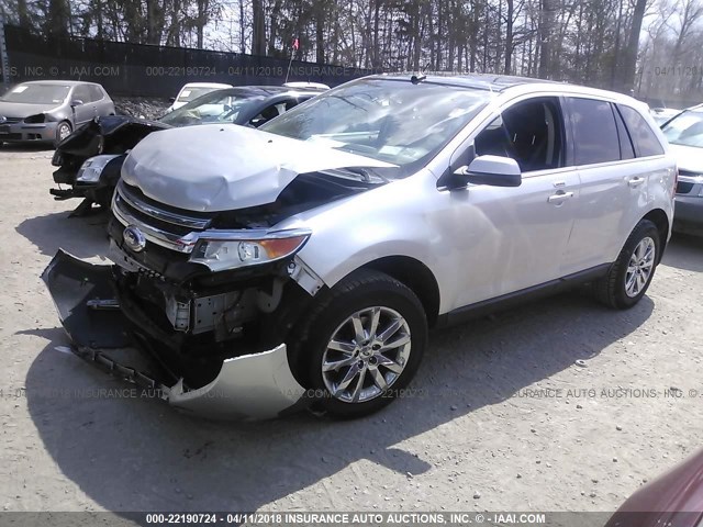 2FMDK4KC9CBA65793 - 2012 FORD EDGE LIMITED SILVER photo 2