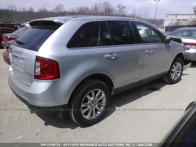 2FMDK4KC9CBA65793 - 2012 FORD EDGE LIMITED SILVER photo 4