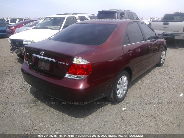 4T1BE30K15U431651 - 2005 TOYOTA CAMRY LE/XLE/SE BURGUNDY photo 4