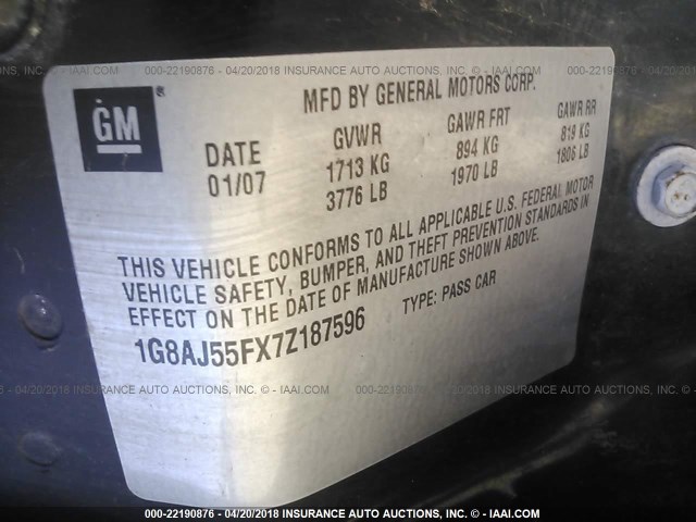 1G8AJ55FX7Z187596 - 2007 SATURN ION LEVEL 2 RED photo 9