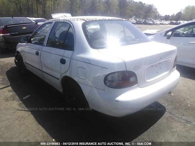 KMHVF14N8SU208375 - 1995 HYUNDAI ACCENT WHITE photo 3