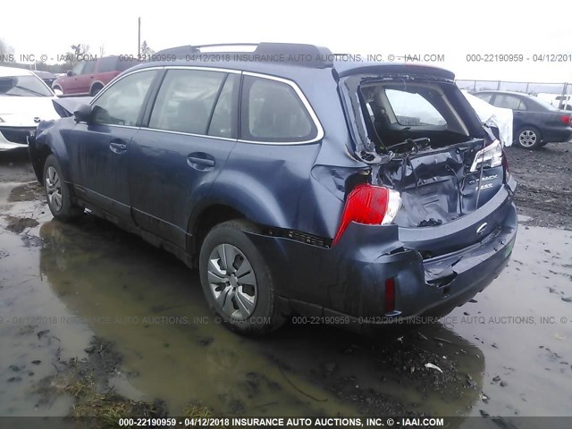 4S4BRBAC9D3234088 - 2013 SUBARU OUTBACK 2.5I BLUE photo 3