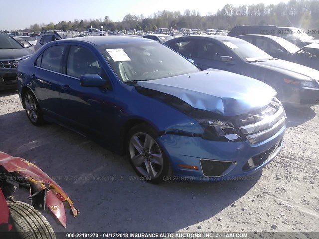 3FAHP0KC9BR206867 - 2011 FORD FUSION SPORT BLUE photo 1