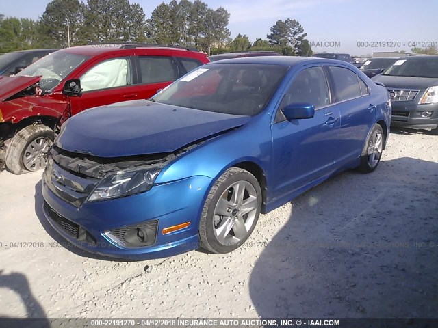 3FAHP0KC9BR206867 - 2011 FORD FUSION SPORT BLUE photo 2