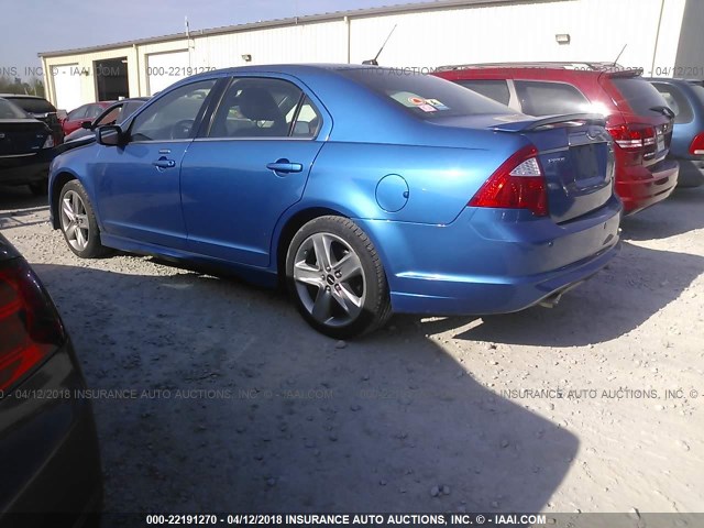 3FAHP0KC9BR206867 - 2011 FORD FUSION SPORT BLUE photo 3