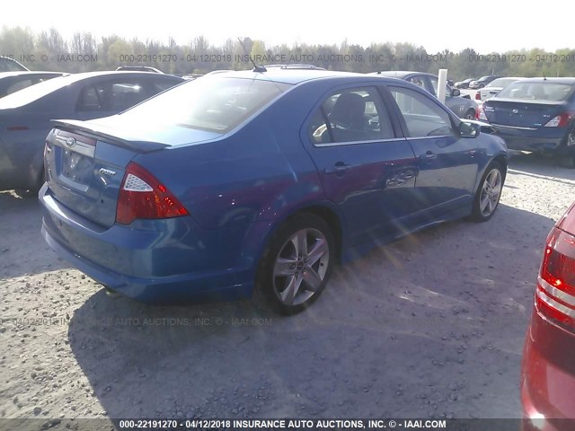 3FAHP0KC9BR206867 - 2011 FORD FUSION SPORT BLUE photo 4