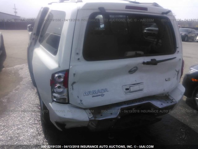 5N1AA08B06N728576 - 2006 NISSAN ARMADA SE/LE WHITE photo 6