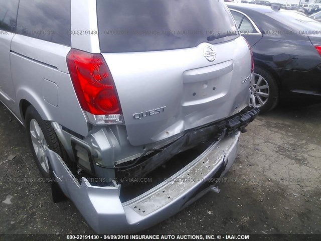 5N1BV28U14N319697 - 2004 NISSAN QUEST S/SE/SL SILVER photo 6