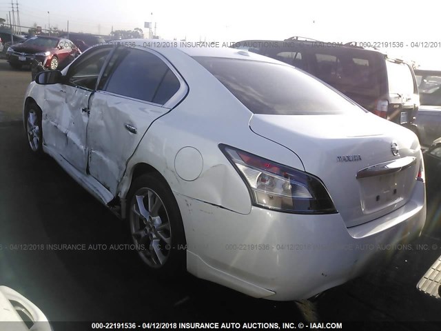 1N4AA5AP5DC829568 - 2013 NISSAN MAXIMA S/SV WHITE photo 3