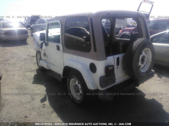 1J4FA59S91P305329 - 2001 JEEP WRANGLER / TJ SAHARA WHITE photo 3