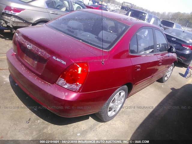 KMHDN46D45U979134 - 2005 HYUNDAI ELANTRA GLS/GT RED photo 4