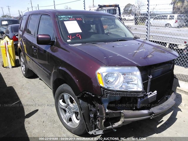 5FNYF4H79DB026422 - 2013 HONDA PILOT EXLN BURGUNDY photo 1