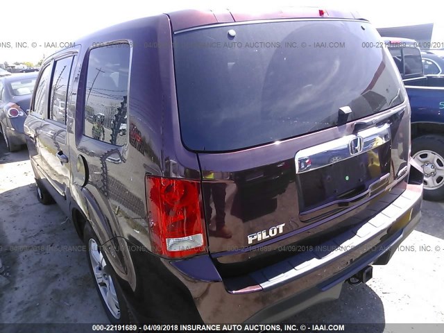 5FNYF4H79DB026422 - 2013 HONDA PILOT EXLN BURGUNDY photo 3