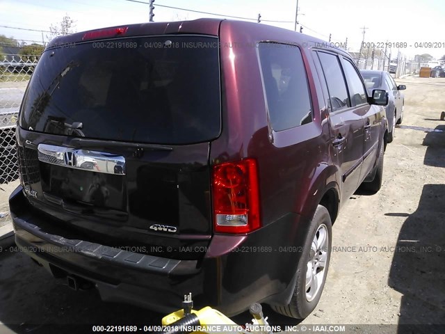 5FNYF4H79DB026422 - 2013 HONDA PILOT EXLN BURGUNDY photo 4