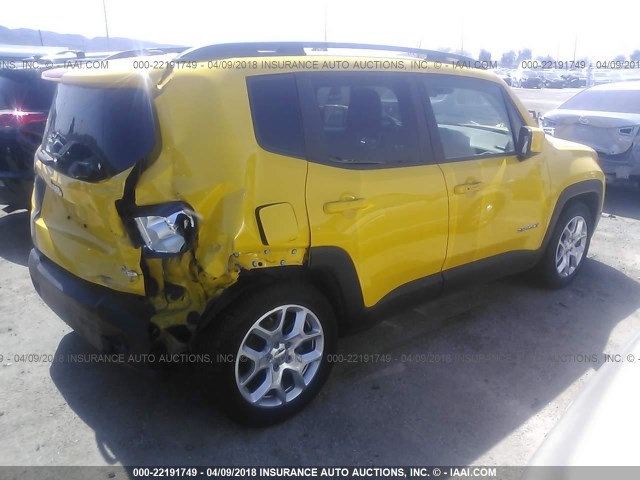 ZACCJABT6FPB82846 - 2015 JEEP RENEGADE LATITUDE YELLOW photo 4