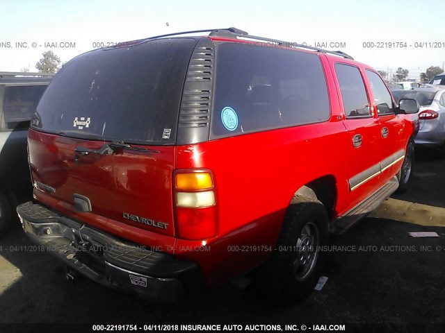 3GNEC16Z02G332440 - 2002 CHEVROLET SUBURBAN C1500 RED photo 4