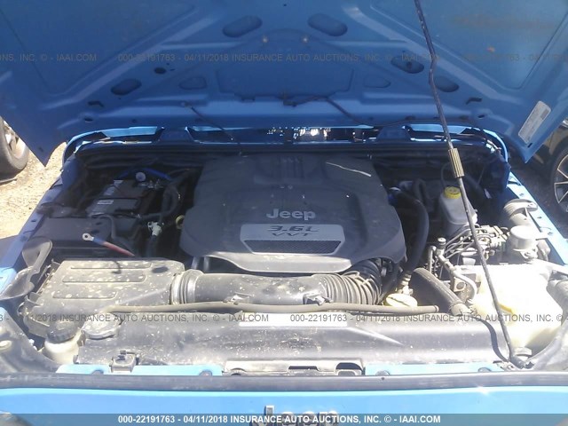 1C4AJWAG9CL154449 - 2012 JEEP WRANGLER SPORT 蓝色 照片 10