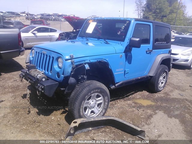 1C4AJWAG9CL154449 - 2012 JEEP WRANGLER SPORT BLUE photo 2