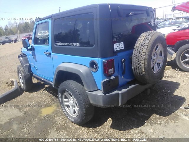 1C4AJWAG9CL154449 - 2012 JEEP WRANGLER SPORT BLUE photo 3