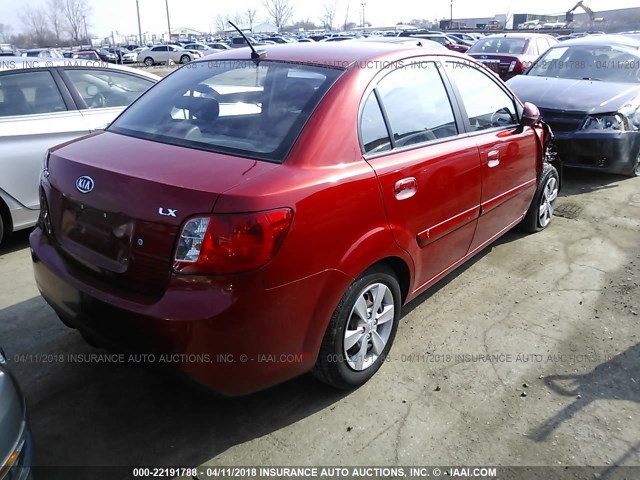 KNADH4A31B6960497 - 2011 KIA RIO LX/SX RED photo 4