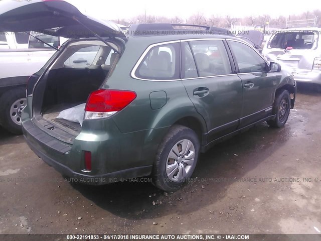 4S4BRBAC3A3315079 - 2010 SUBARU OUTBACK 2.5I GREEN photo 4