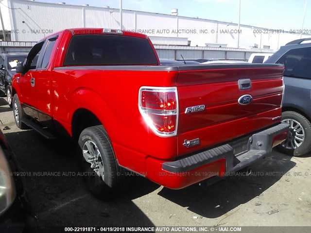 1FTEX1CM1CFB23670 - 2012 FORD F150 SUPER CAB RED photo 3