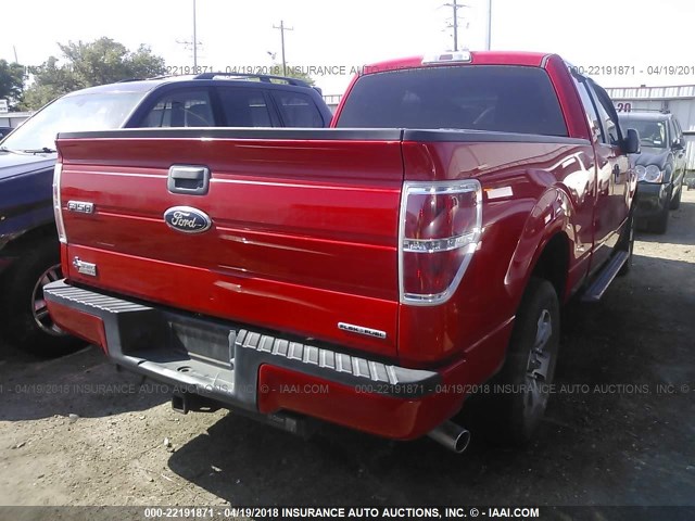 1FTEX1CM1CFB23670 - 2012 FORD F150 SUPER CAB RED photo 4